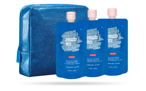 Glitter Lab Shower Milk Body Cream And Body Scrub Kit Pupa Milano